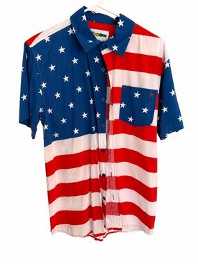 Tipsy Elves American Flag Button Up Shirt Men’s Medium Patriotic USA